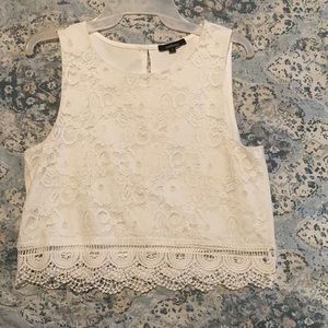 White Lace Crop Top